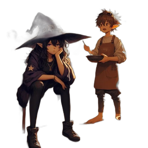 hat, staff, concept art, fantasy art, pixel art, watercolor, fire, fog transparent PNG cut-out