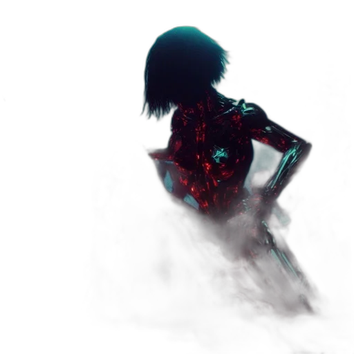 dress, robot, creature, jacket, concept art, cyberpunk, 3d render, anime transparent PNG cut-out
