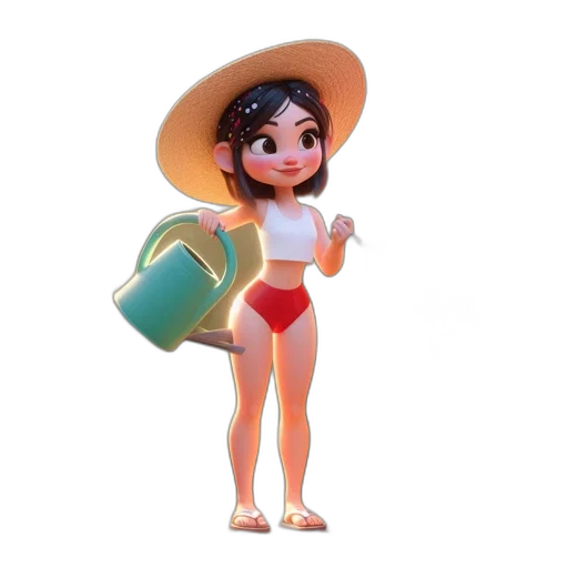 hat, staff, dress, 3d render, concept art, cartoon, photorealistic, beach transparent PNG cut-out