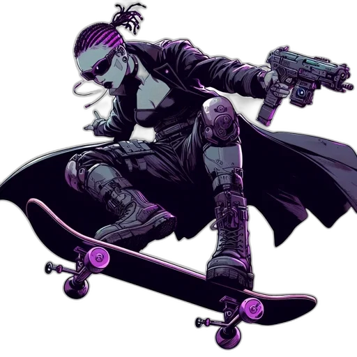 weapon, comic book art, concept art, cyberpunk, pixel art, dark, individual, striking transparent PNG cut-out
