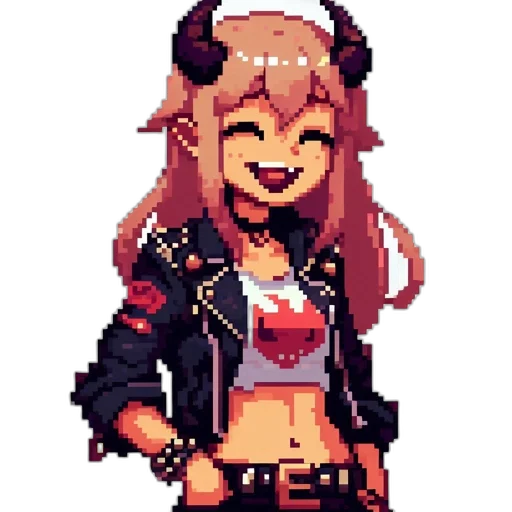 jacket, staff, weapon, animal, pixel art, anime, cartoon, cyberpunk transparent PNG cut-out