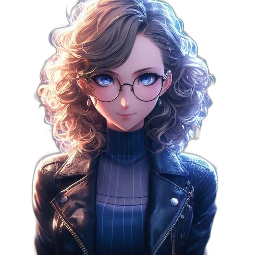 jacket, face, hair, staff, anime, cartoon, pixel art, comic book art transparent PNG cut-out