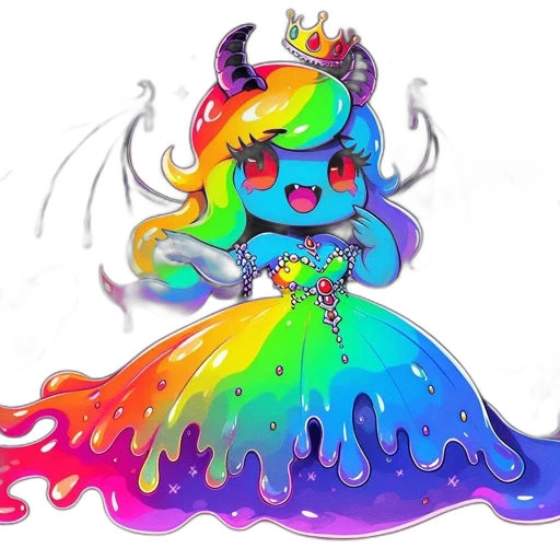 dress, crown, creature, concept art, pixel art, fantasy art, cartoon, colorful transparent PNG cut-out