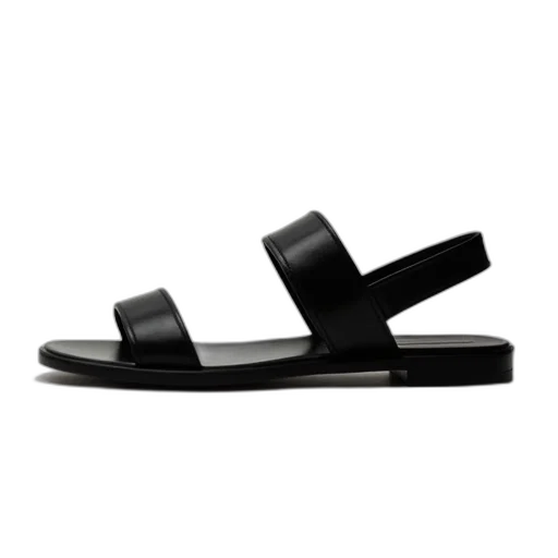 shoes, monochrome, black, sandal, flat, sole, single, strap transparent PNG cut-out