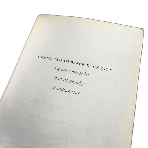 jacket, book, page, dedication, black, rock, city, described transparent PNG cut-out