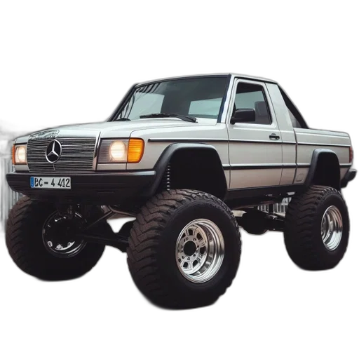 car, photorealistic, 3d render, white, mercedes-benz, off-road, truck, large transparent PNG cut-out