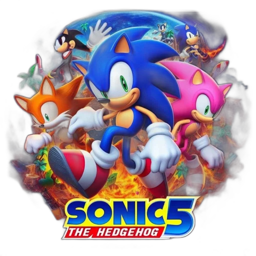 concept art, 3d render, pixel art, fire, cover, art, sonic, hedgehog transparent PNG cut-out