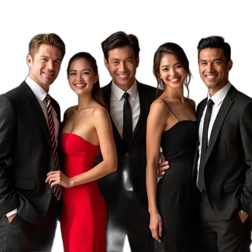 staff, photorealistic, second, image, shows, same, group, six transparent PNG cut-out