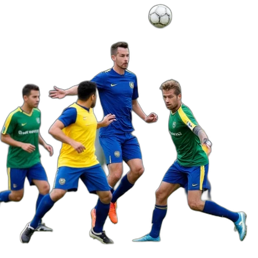 group, men, playing, soccer, field, one, player, blue transparent PNG cut-out