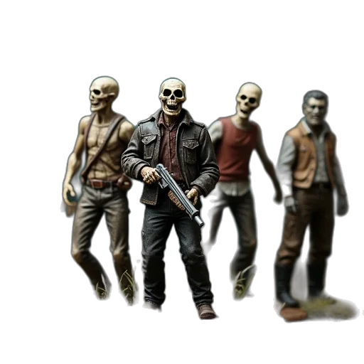 mask, concept art, 3d render, comic book art, pixel art, set, five, figurines transparent PNG cut-out