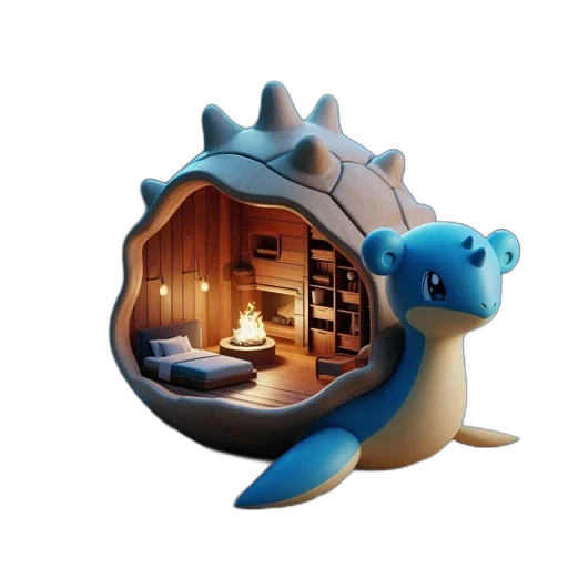 dragon, furniture, 3d render, concept art, fantasy art, photorealistic, underwater, turtle-like transparent PNG cut-out