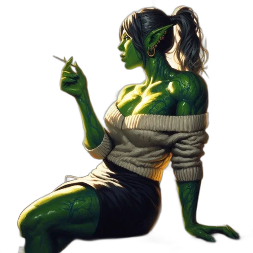 jewelry, staff, comic book art, concept art, fantasy art, pixel art, green, female transparent PNG cut-out
