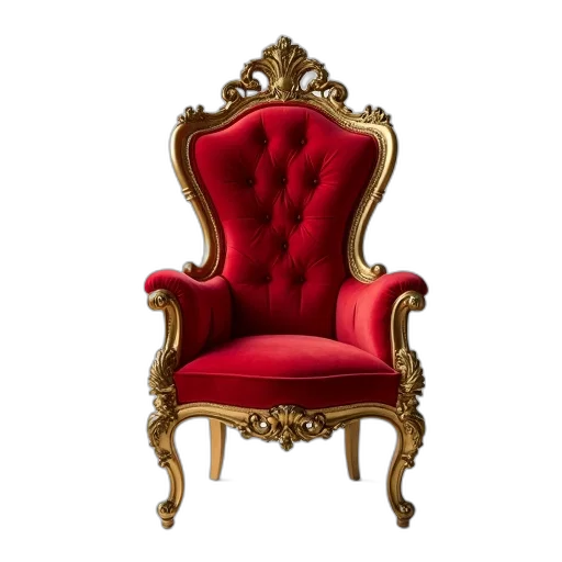furniture, crown, jewelry, staff, 3d render, photorealistic, concept art, red transparent PNG cut-out