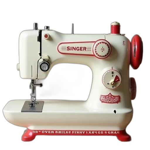 vintage, white, red, singer, model, 428, sewing, machine transparent PNG cut-out