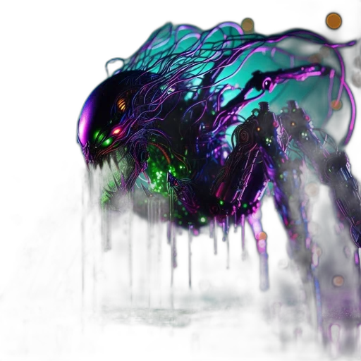 dragon, creature, hair, animal, concept art, fantasy art, 3d render, cyberpunk transparent PNG cut-out