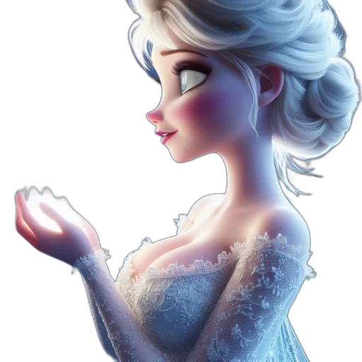 dress, face, crown, fantasy art, 3d render, concept art, cartoon, snow transparent PNG cut-out