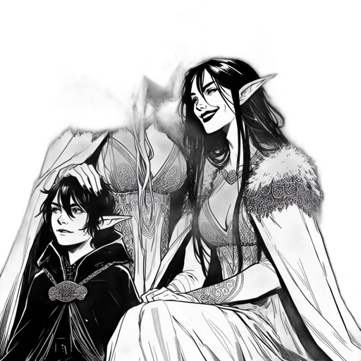 concept art, fantasy art, comic book art, cartoon, forest, fire, monochrome, three transparent PNG cut-out