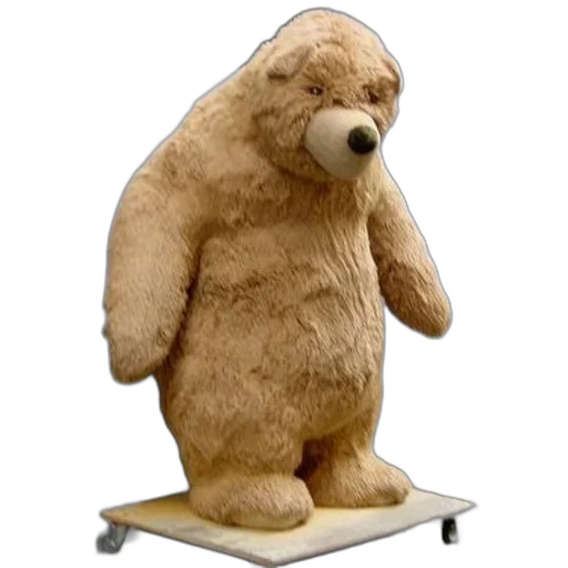 creature, large, plush, bear, stands, wheeled, platform, outdoors transparent PNG cut-out