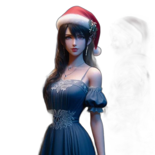 dress, hat, fantasy art, concept art, photorealistic, 3d render, blue, dark transparent PNG cut-out