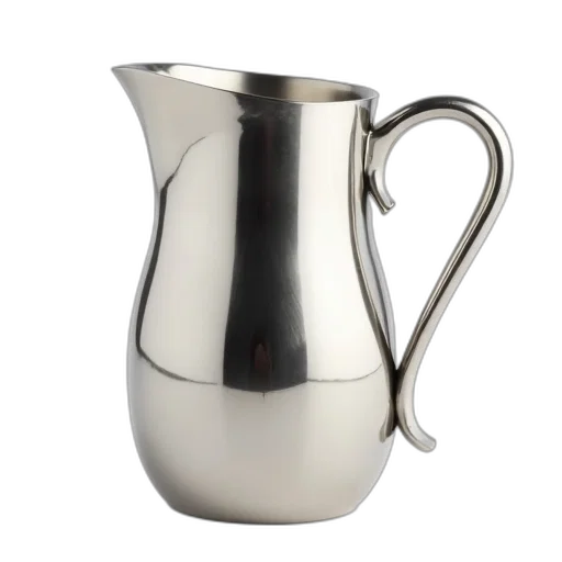 photorealistic, 3d render, shiny, new-looking, stainless, steel, pitcher, smooth transparent PNG cut-out
