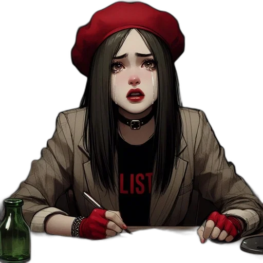 jacket, hat, face, jewelry, concept art, comic book art, pixel art, photorealistic transparent PNG cut-out