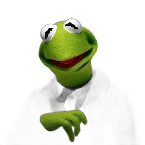 staff, face, animal, food, photorealistic, 3d render, concept art, kermit transparent PNG cut-out
