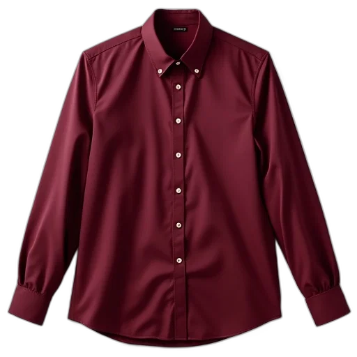 jacket, red, burgundy-colored, shirt, collar, buttons, displayed, against transparent PNG cut-out