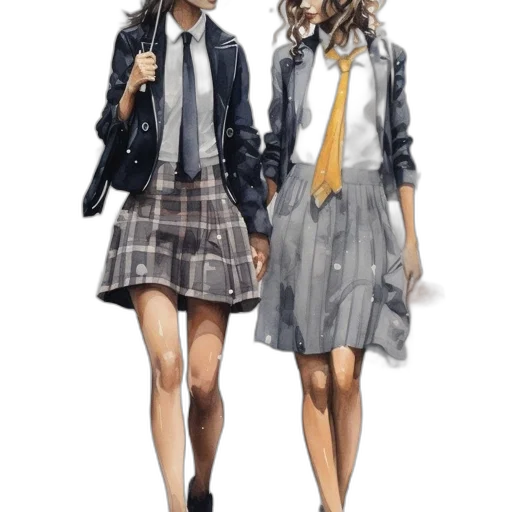 jacket, dress, concept art, photorealistic, anime, watercolor, city street, monochrome transparent PNG cut-out