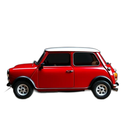 car, animal, 3d render, photorealistic, red, classic, mini, cooper transparent PNG cut-out