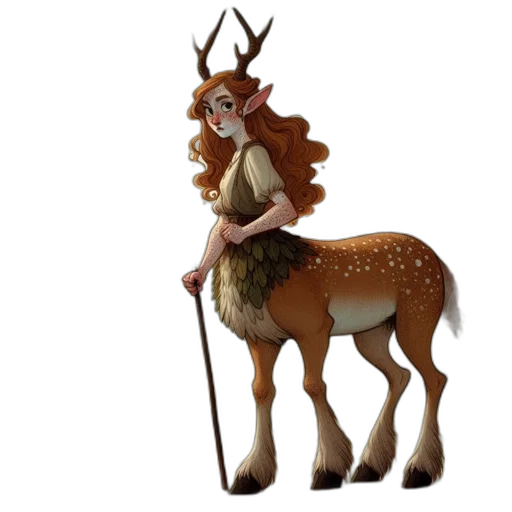 animal, staff, crown, creature, concept art, fantasy art, 3d render, photorealistic transparent PNG cut-out