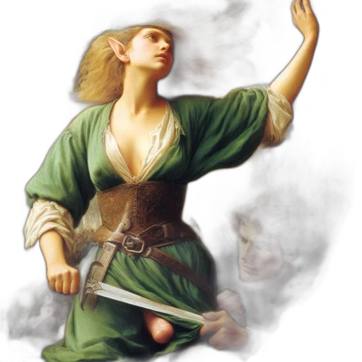 staff, dress, fantasy art, oil painting, concept art, photorealistic, fire, fog transparent PNG cut-out