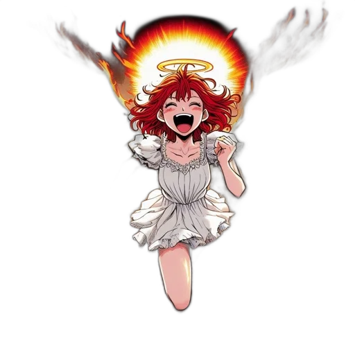 staff, dress, hair, anime, cartoon, concept art, pixel art, fire transparent PNG cut-out