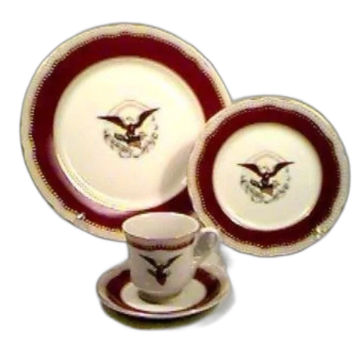 jewelry, food, set, red, white, plates, eagle, design transparent PNG cut-out