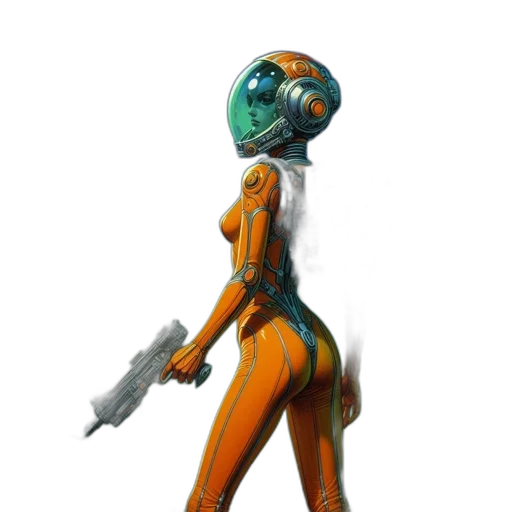 robot, staff, weapon, creature, concept art, 3d render, cyberpunk, fantasy art transparent PNG cut-out