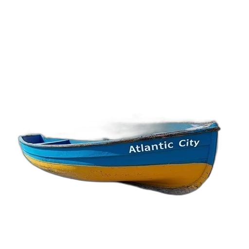 car, photorealistic, 3d render, concept art, blue, yellow, boat, words transparent PNG cut-out