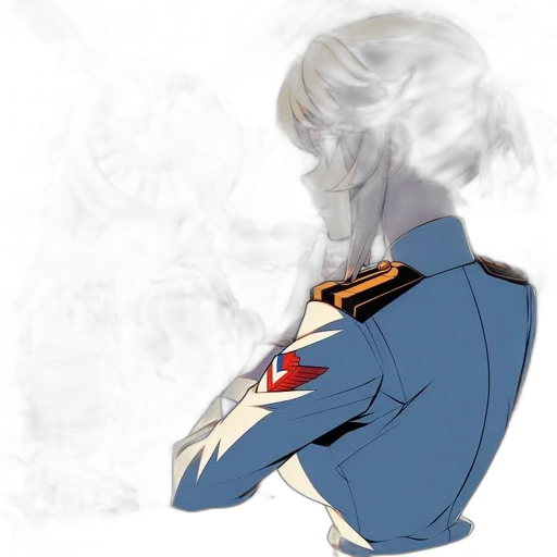 jacket, crown, face, mask, concept art, anime, watercolor, comic book art transparent PNG cut-out