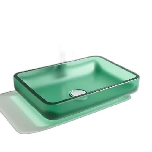 3d render, green, glass, rectangular transparent PNG cut-out