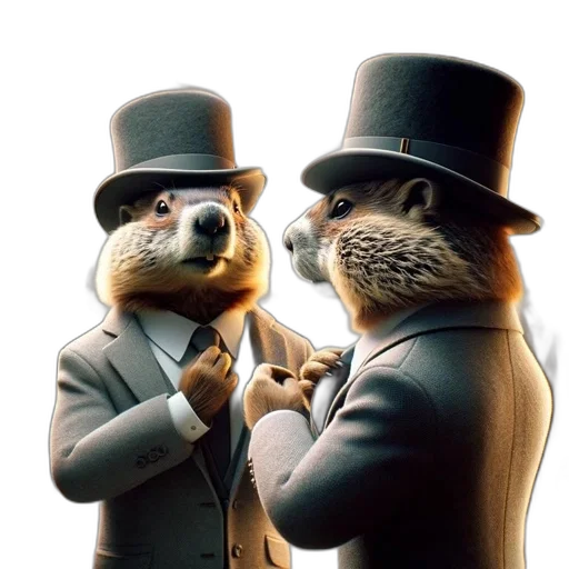 hat, animal, concept art, 3d render, photorealistic, cartoon, two, anthropomorphic transparent PNG cut-out