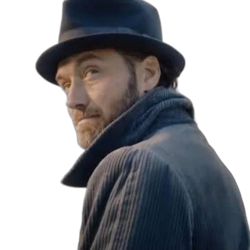 hat, jacket, face, man, blue, coat, stands, against transparent PNG cut-out