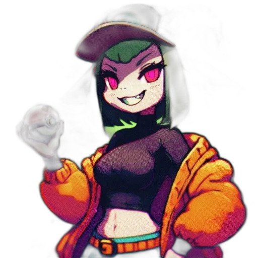 jacket, hat, robot, staff, pixel art, concept art, cartoon, cyberpunk transparent PNG cut-out