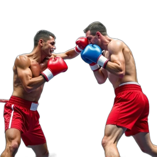 boxing, match, progress, two, male, boxers, ring, one transparent PNG cut-out