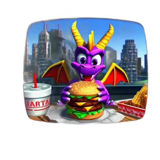 dragon, food, 3d render, concept art, pixel art, fantasy art, vintage, shows transparent PNG cut-out