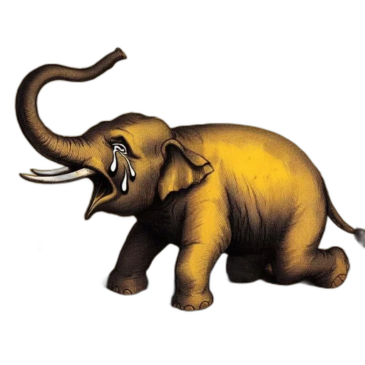 animal, creature, concept art, photorealistic, 3d render, watercolor, golden, elephant transparent PNG cut-out