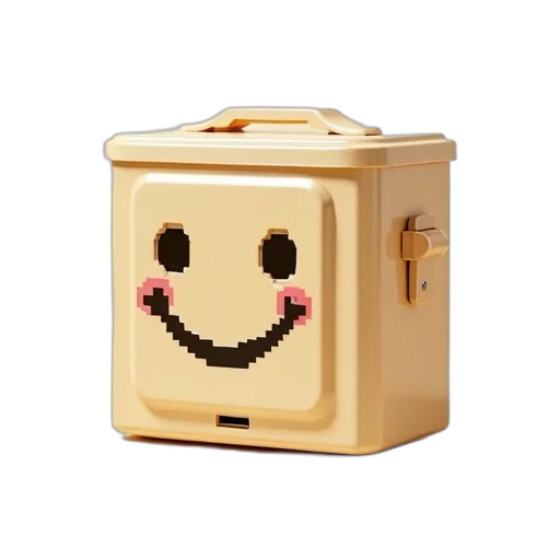 robot, furniture, face, jewelry, 3d render, pixel art, concept art, golden transparent PNG cut-out