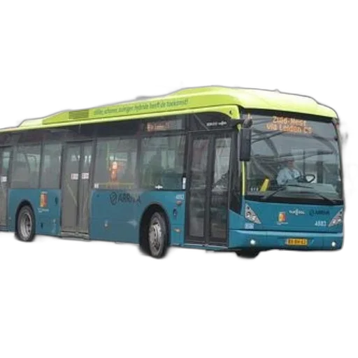 staff, 3d render, photorealistic, concept art, blue, yellow, bus, destination transparent PNG cut-out