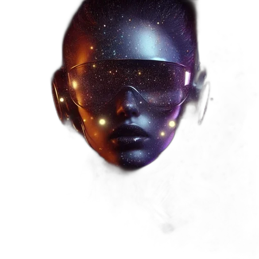 mask, face, robot, crown, cyberpunk, concept art, photorealistic, 3d render transparent PNG cut-out