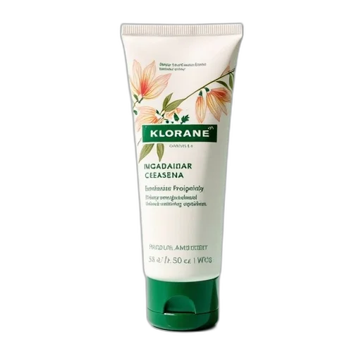 white, tube, klorane, cream, floral, design, label, green transparent PNG cut-out