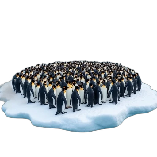 3d render, concept art, snow, underwater, large, group, penguins, huddled transparent PNG cut-out