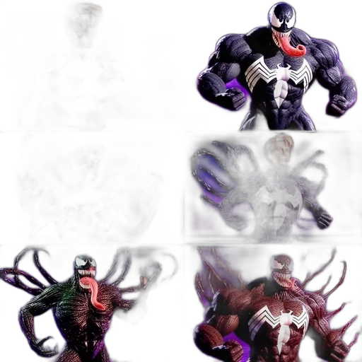 concept art, comic book art, 3d render, fantasy art, dark, six, comic-inspired, characters transparent PNG cut-out