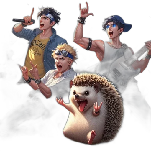 concept art, 3d render, fantasy art, comic book art, group, animated, characters, including transparent PNG cut-out